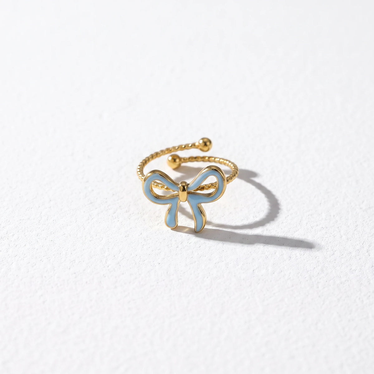 QIAOREN 14184-89 Multicolor Enamel Bow Twist Band Ring, Adjustable Bowknot Open Ring Jewelry Gift for Daily Fashion Outfits