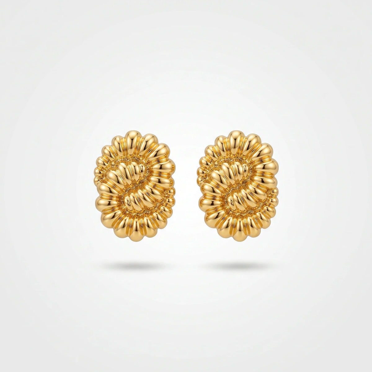 QIAOREN 13250 18K Gold PVD Plated Stainless Steel Bubble Cluster Stud Earrings 3D Puffy Beaded Oval Ear Studs