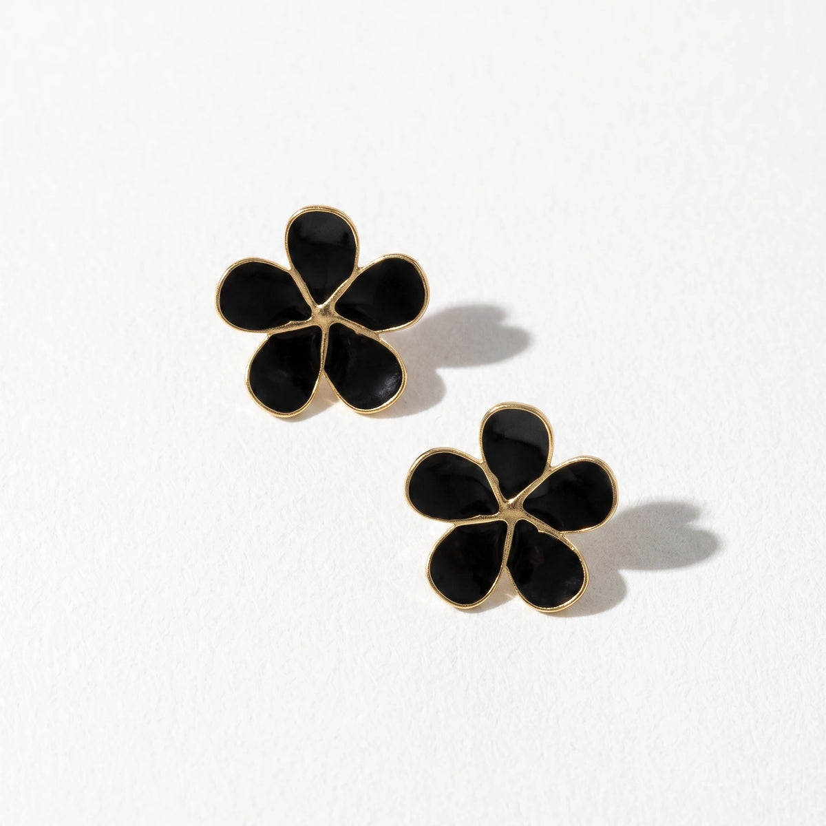 QIAOREN 13639-41 Colorful Enamel Flower Stud Earrings, Tiny Floral Piercing Jewelry Gift for Women