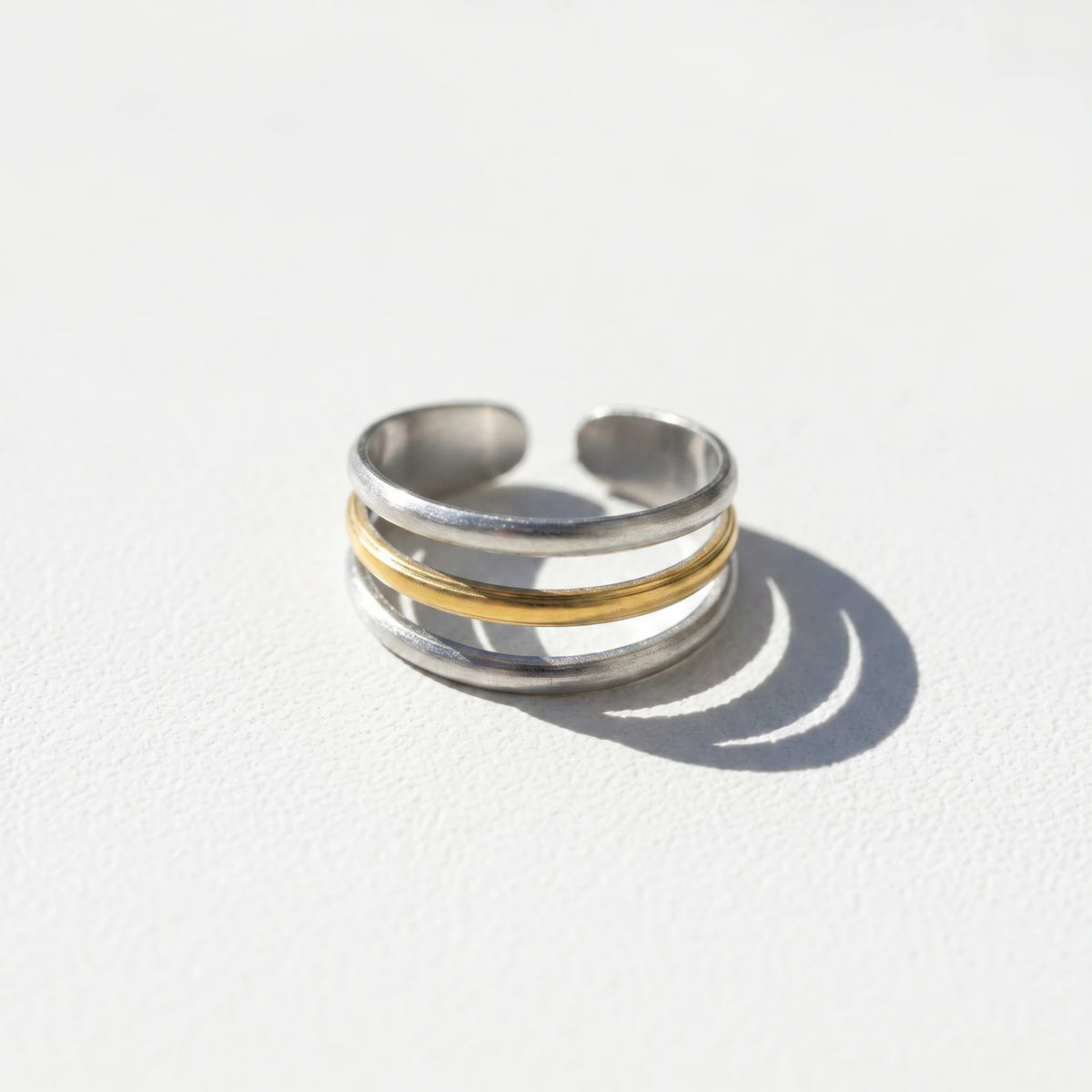 QIAOREN 13021-25 Gold Silver Plated Adjustable Open Stack Ring Set for Women Minimalist Geometric Statement Rings