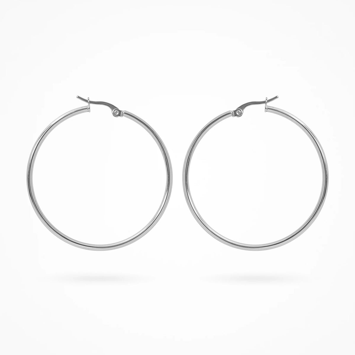 QIAOREN 12329 Classic Thin Round Hoop Earrings Gold Stainless Steel Sleek Slim Wire Circular Hoops Women Minimalist Jewelry US