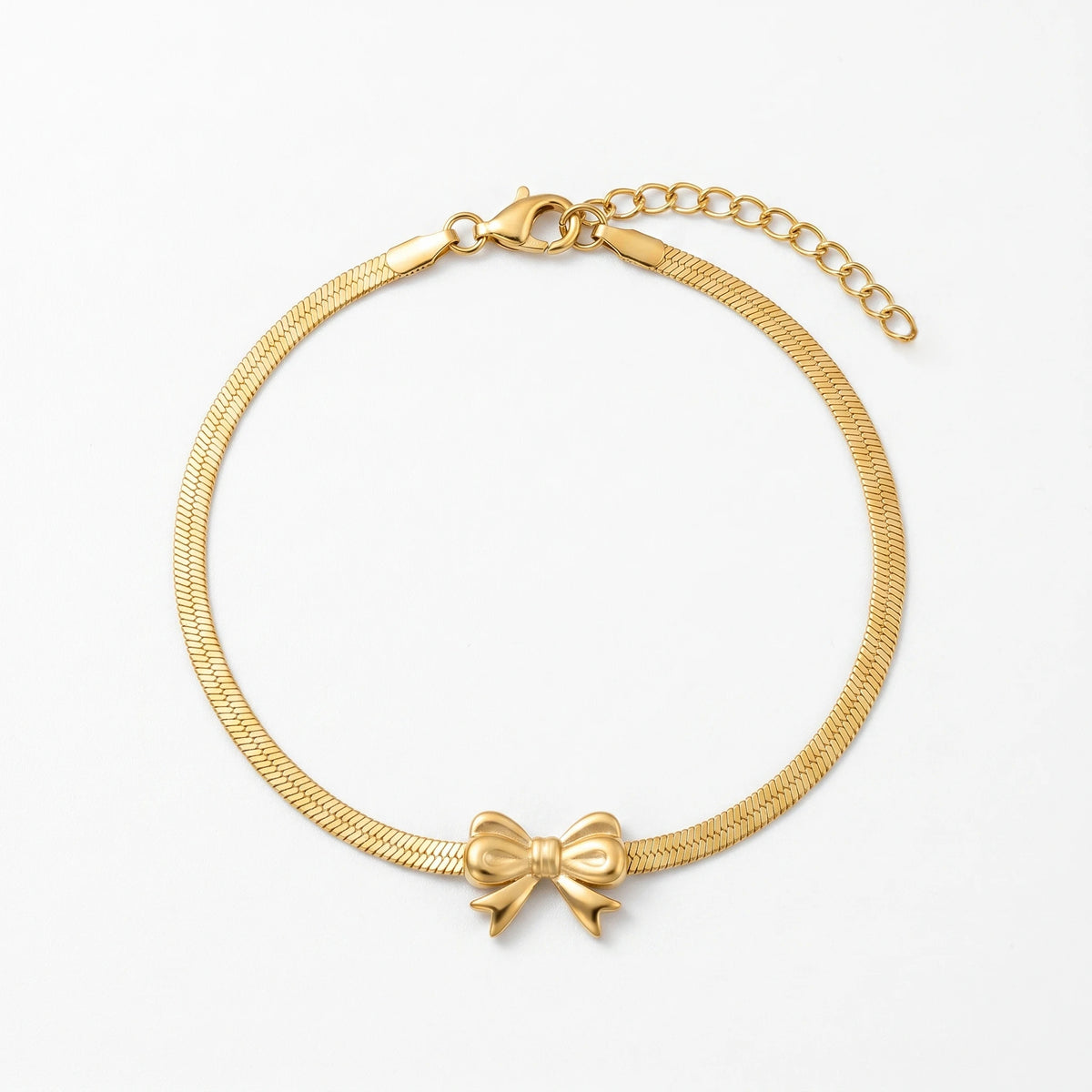 QIAOREN 10639 Stainless Steel Butterfly Bow Bracelet for Women's Trendy Gift Occasion Casual Daily Wear Gold Plated