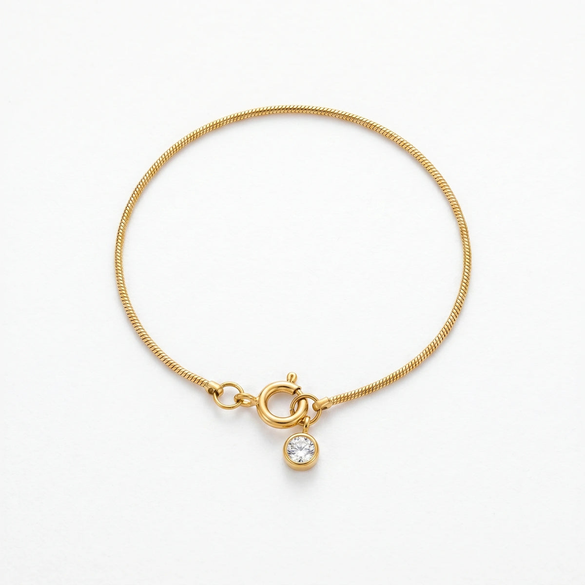 QIAOREN 10668 18K Gold Plated Stainless Steel Chain Bracelet for Women Diamond Pendant Trendy Geometric Design Buddhism-inspired