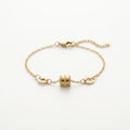 QIAOREN 13286 Gold Plated Stainless Steel Geometric Circle Link Bracelet Minimalist Triple Ring Chain Bracelet for Women
