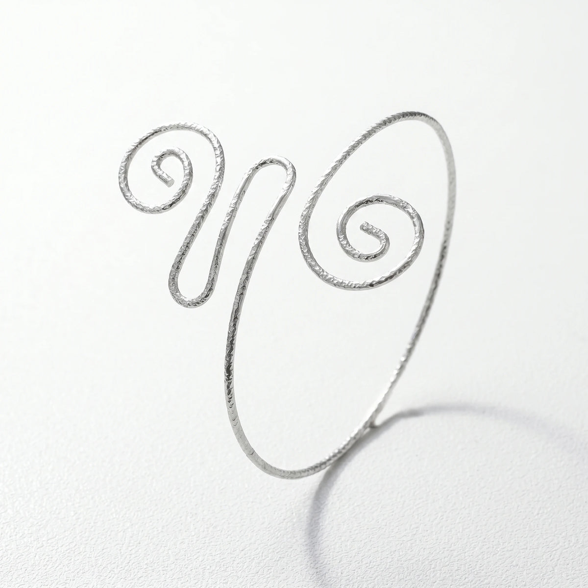 QIAOREN 12820 Tarnish Free 316L Stainless Steel Upper Arm Cuff Adjustable Swirling Armlet Waterproof Hypoallergenic Silver Tone