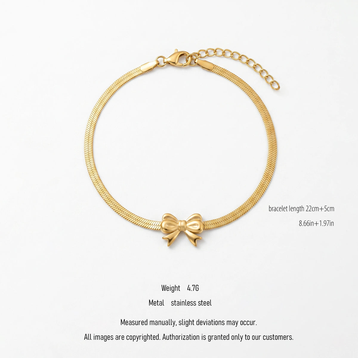QIAOREN 10639 Stainless Steel Butterfly Bow Bracelet for Women's Trendy Gift Occasion Casual Daily Wear Gold Plated