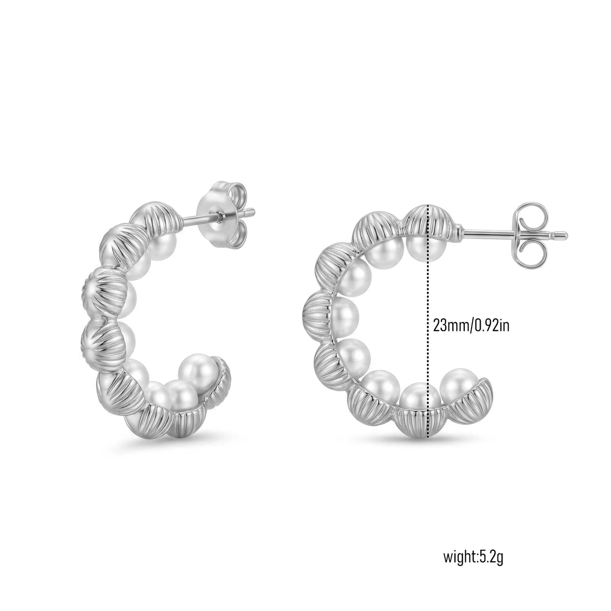 QIAOREN New  18K Gold Plated Stainless Steel Women Zircon  Hoop Earrings Set Fashion Jewelry Clip Stud Earrings