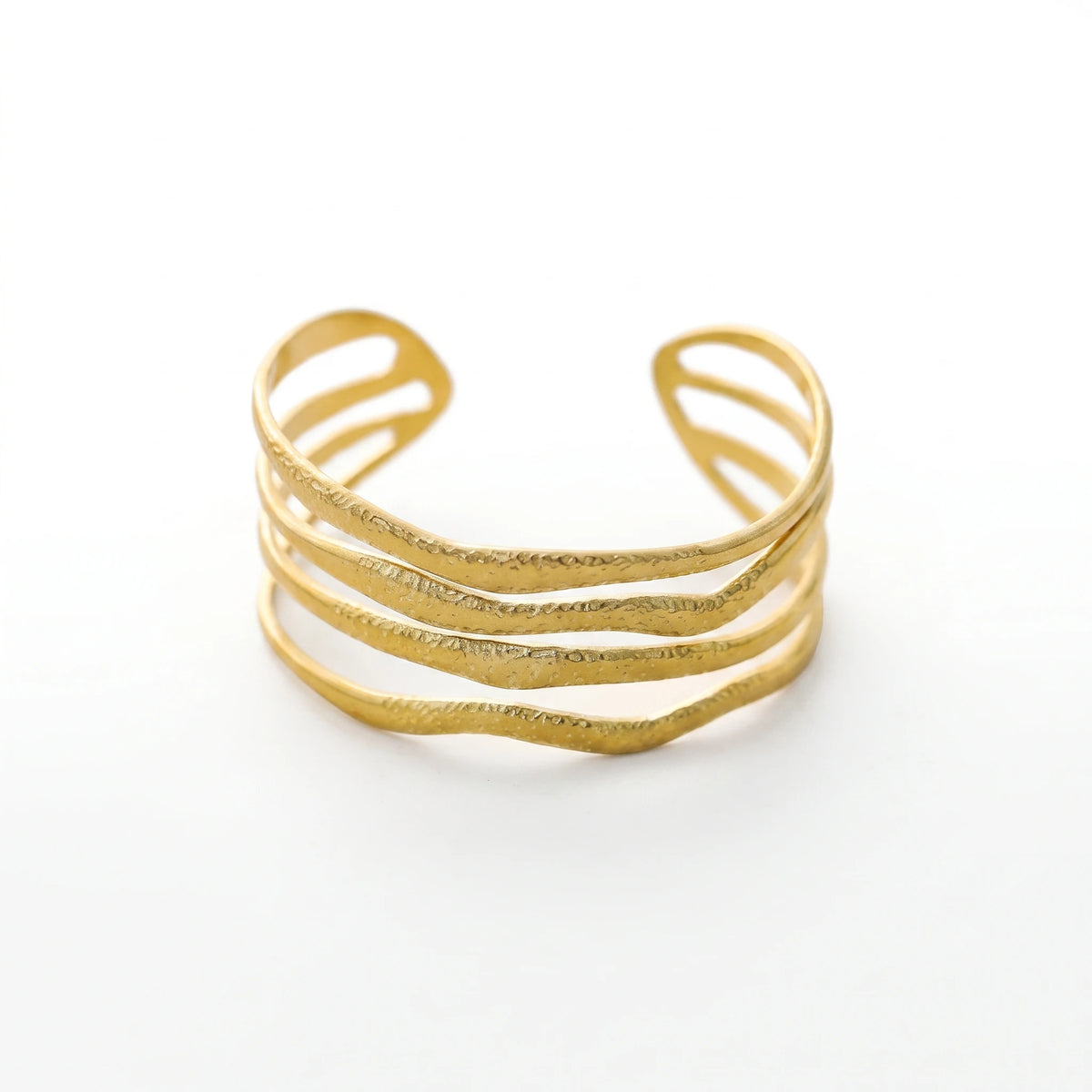 QIAOREN 14094 Stainless Steel Wave Cuff Bracelet Adjustable Waterproof Hypoallergenic Minimalist Jewelry OEM ODM