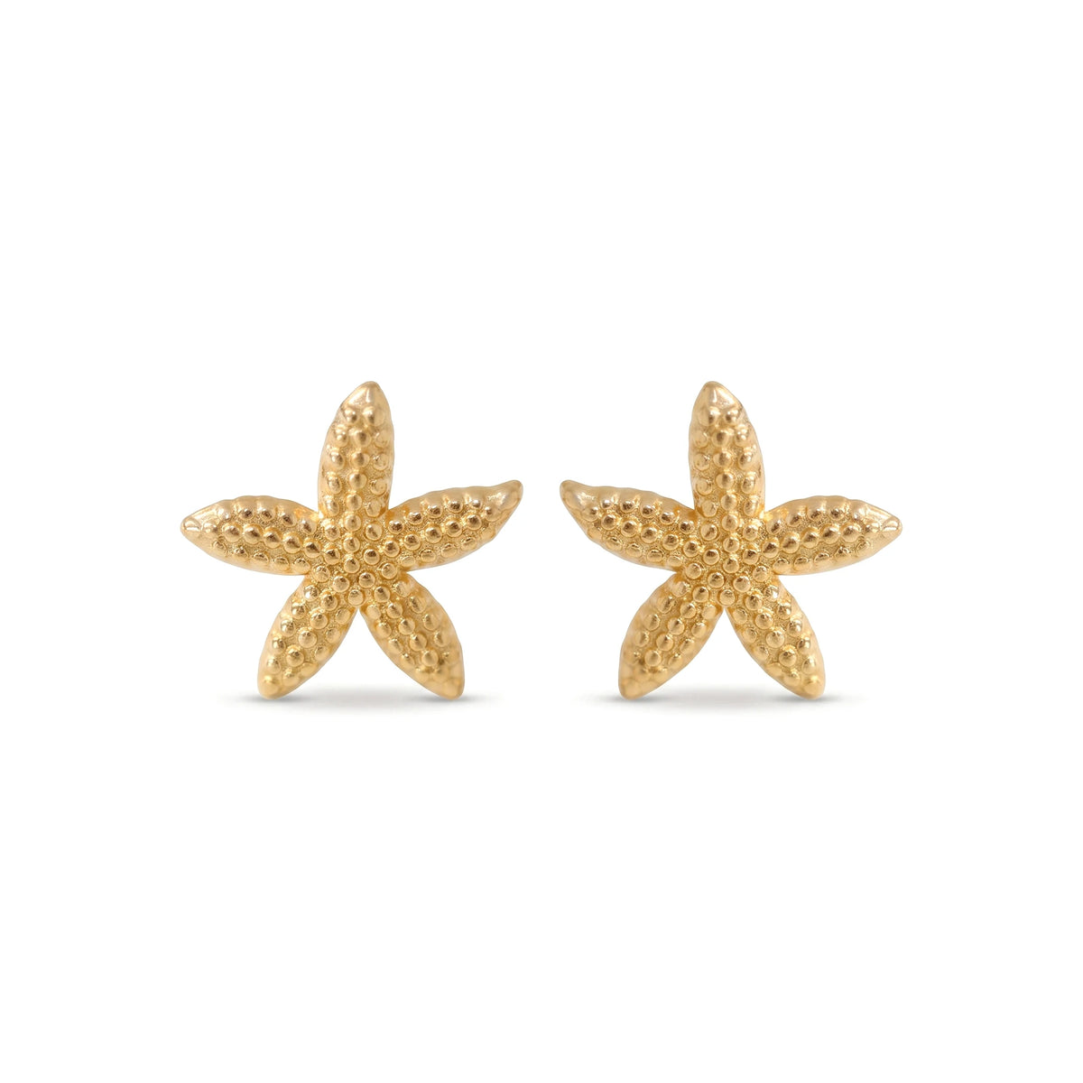 QIAOREN 11795 Trendy Starfish Stud Earrings Stainless Steel 18K Gold Plated Sea Star Summer Beach Jewelry for Women US EU