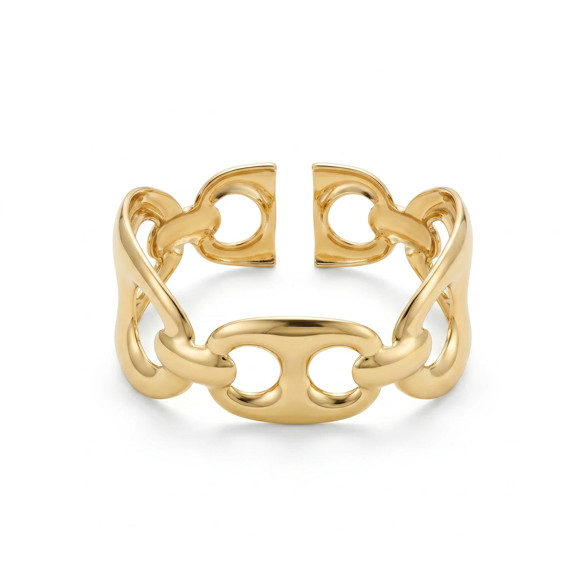 QIAOREN 12710 Boho Irregular Big Small Sculpted Flower Open Gold Bangle Stainless Steel Hollow Stackable Bracelet Wholesale