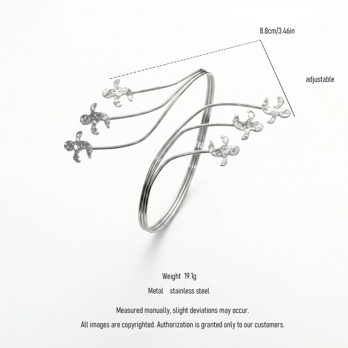 QIAOREN 12824 Silver Little People Upper Arm Bracelet Adjustable Fairycore Armlet Stainless Steel Multi Layer Festival Bangle