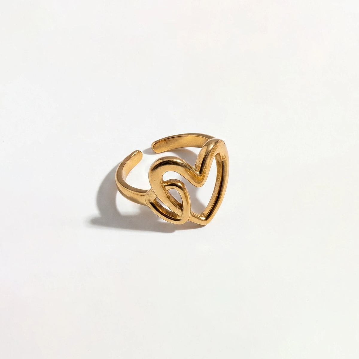 QIAOREN Stainless Steel Stackable Rings Set PVD Gold Plated Adjustable Open Ring Jewelry for Women