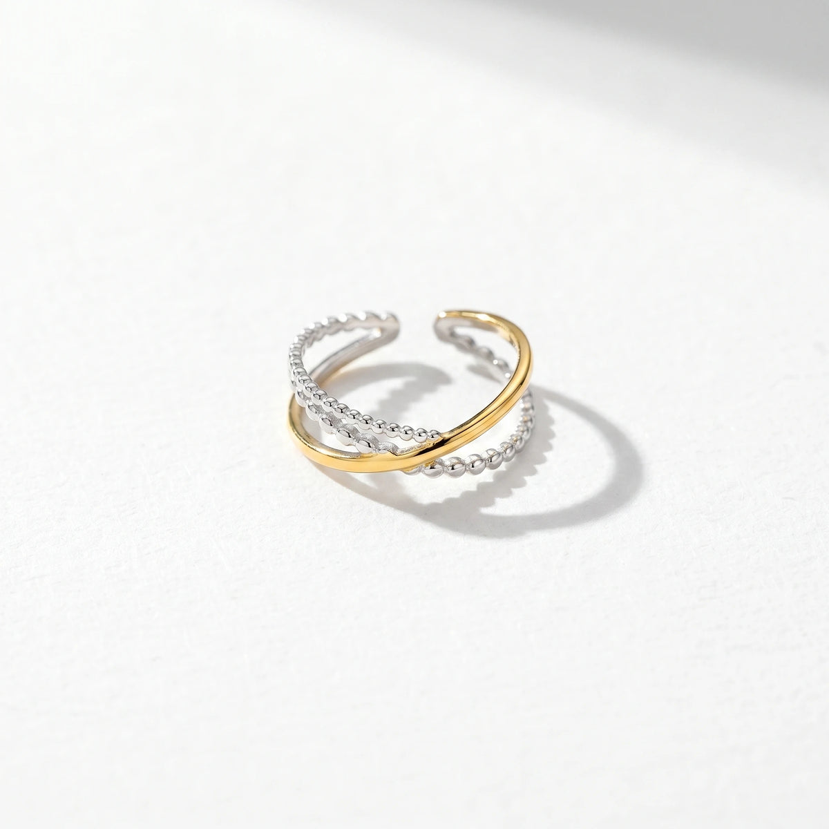 QIAOREN 13036-40 Gold Silver Plated Adjustable Open Stack Ring Set for Women Minimalist Geometric Statement Rings