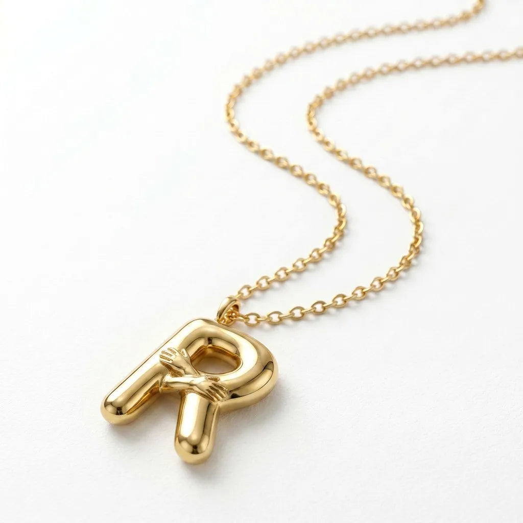 QIAOREN A-Z 26 Letter Initial Necklace Stainless Steel Gold Silver Alphabet Pendant Personalized Name Jewelry Gift for Women