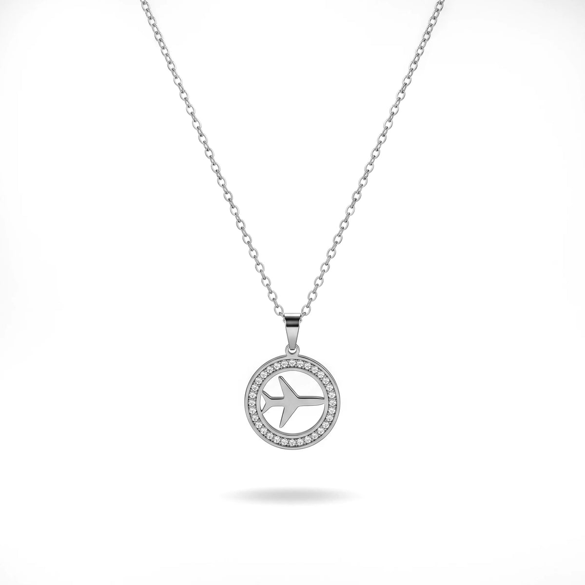 QIAOREN11926 Trendy Wanderlust Airplane Necklace Stainless Steel 18K Gold Plated Aircraft Pendant Travel Jewelry Women US EU
