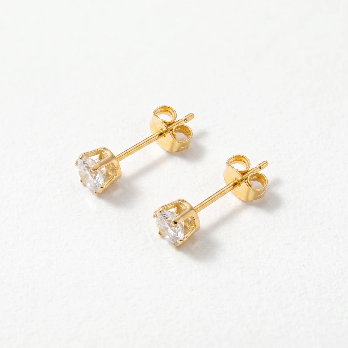 QIAOREN 13252 3 PCS Set 18K Gold Plated Stainless Steel Butterfly & CZ Stud Earrings Set Hollow Solid Butterfly Round Zircon