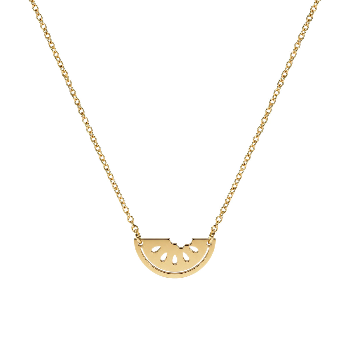 QIAOREN 11981 Anti-rust Stainless Steel Minimal Watermelon Slice Pendant Necklace Hollow Fruit Cutout Charm Casual Accessory
