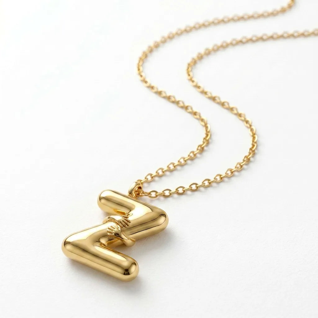 QIAOREN A-Z 26 Letter Initial Necklace Stainless Steel Gold Silver Alphabet Pendant Personalized Name Jewelry Gift for Women