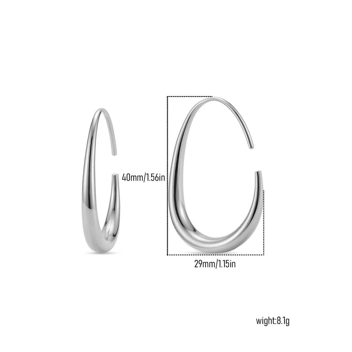 QIAOREN New  18K Gold Plated Stainless Steel Women Zircon  Hoop Earrings Set Fashion Jewelry Clip Stud Earrings