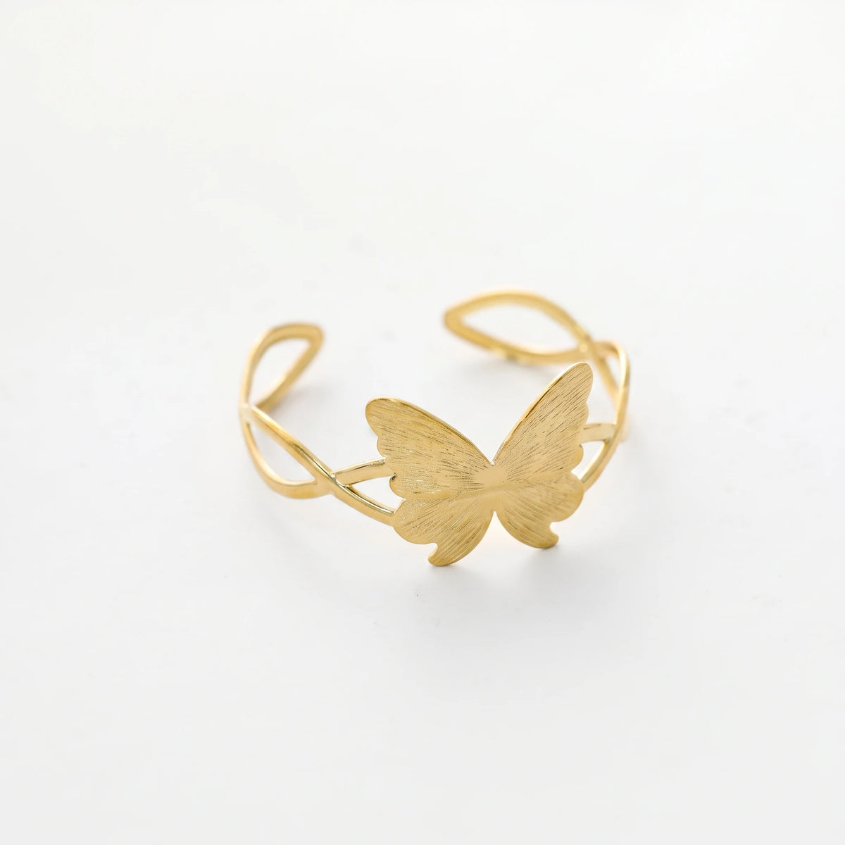 QIAOREN 14108 Stainless Steel Butterfly Open Cuff Bracelet Waterproof Hypoallergenic Jewelry OEM ODM