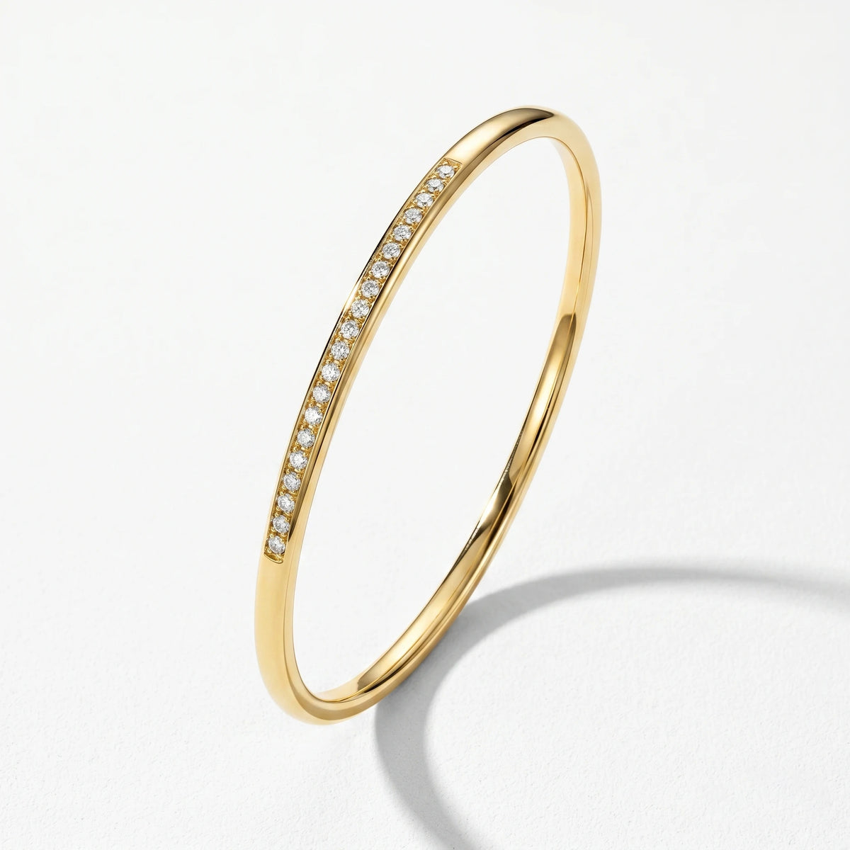 QIAOREN 12784 Minimalist Plain Thick Gold Round Bracelet Stainless Steel Polished Stackable Wrist Jewelry