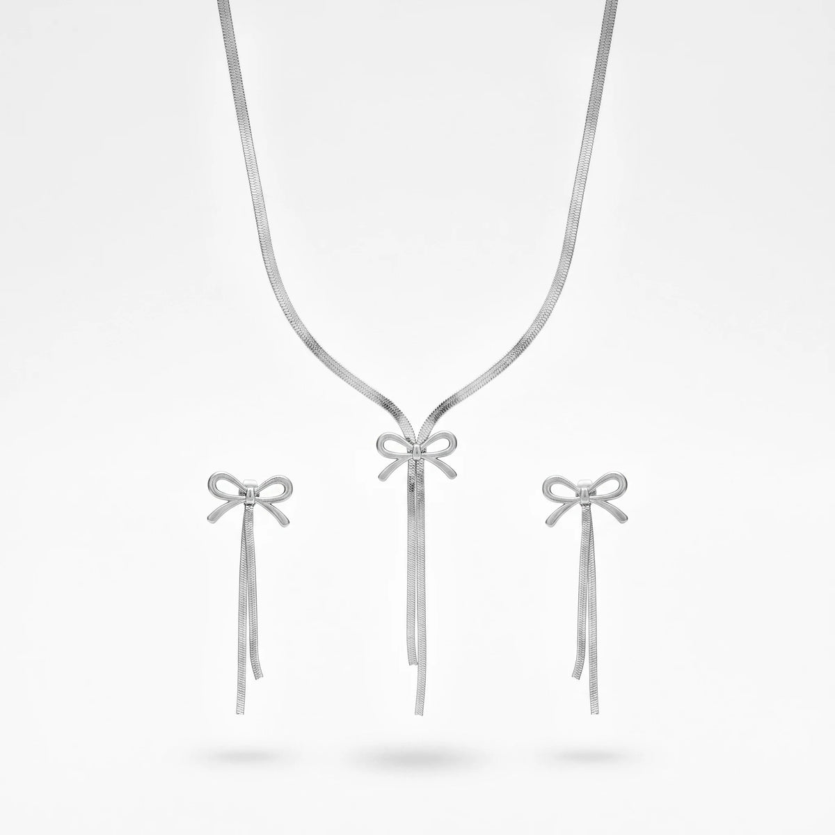 QIAOREN 10544 Matte 18K Gold Plated Stainless Steel Oval Link Chain Necklace and Earrings Set Waterproof Tarnish Free Jewelry