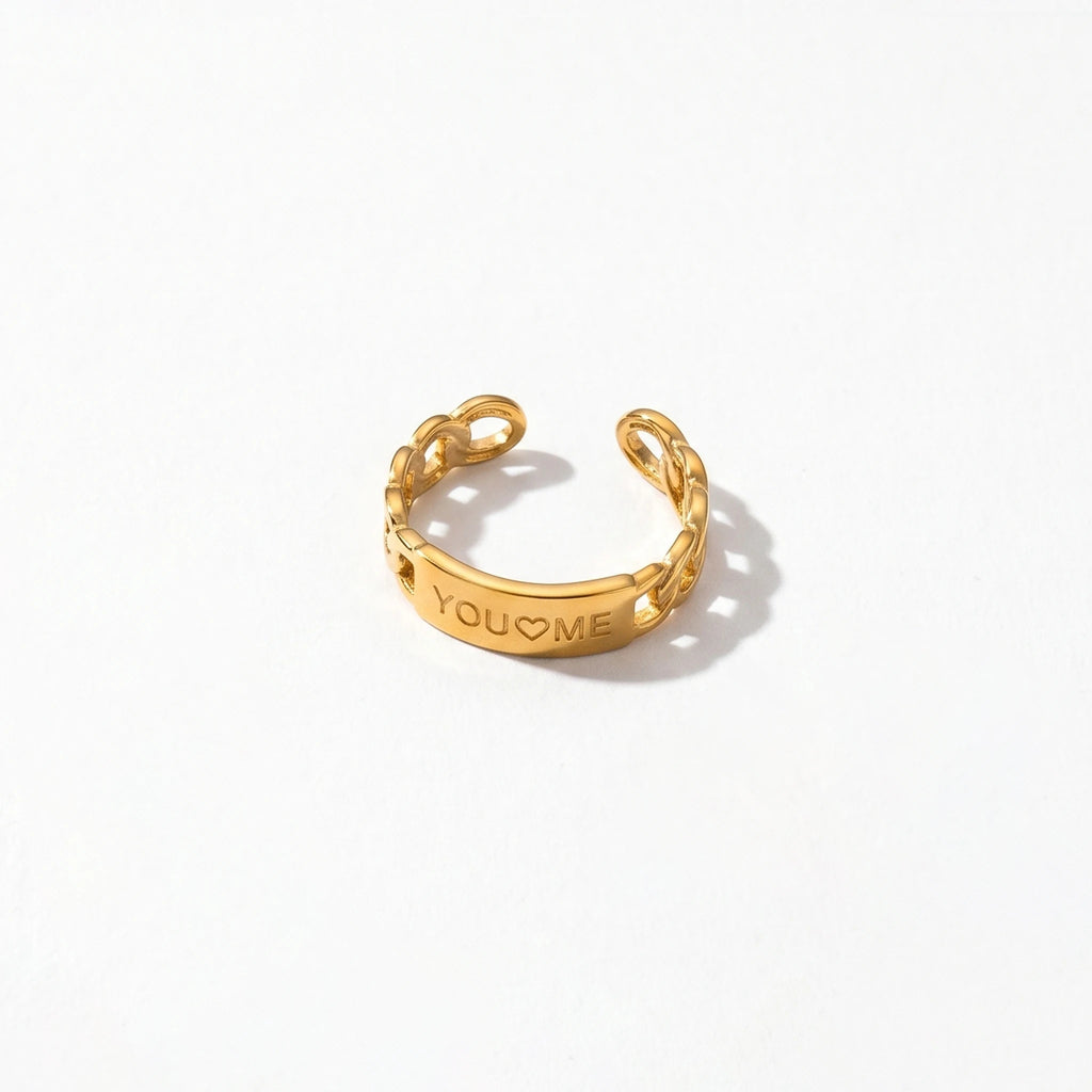 QIAOREN 10706 18K Gold Plated Stainless Steel Waterproof Open Ring Set | 5Pcs Adjustable Stackable Rings