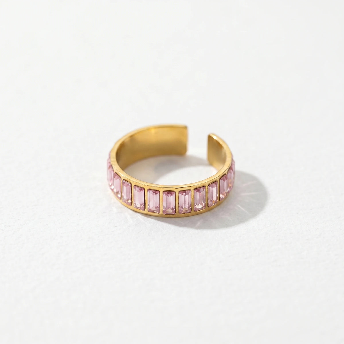 QIAOREN Stainless Steel Adjustable Stackable Ring Set Gold Plated Colorful Enamel Fashion Open Rings for Women