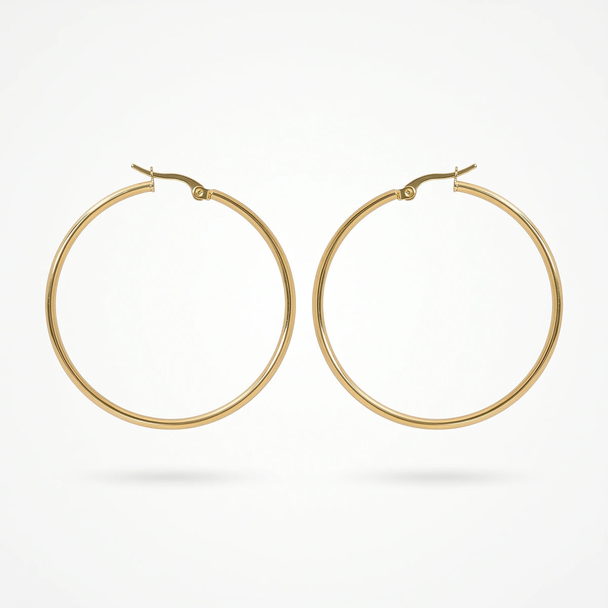QIAOREN 12329 Classic Thin Round Hoop Earrings Gold Stainless Steel Sleek Slim Wire Circular Hoops Women Minimalist Jewelry US