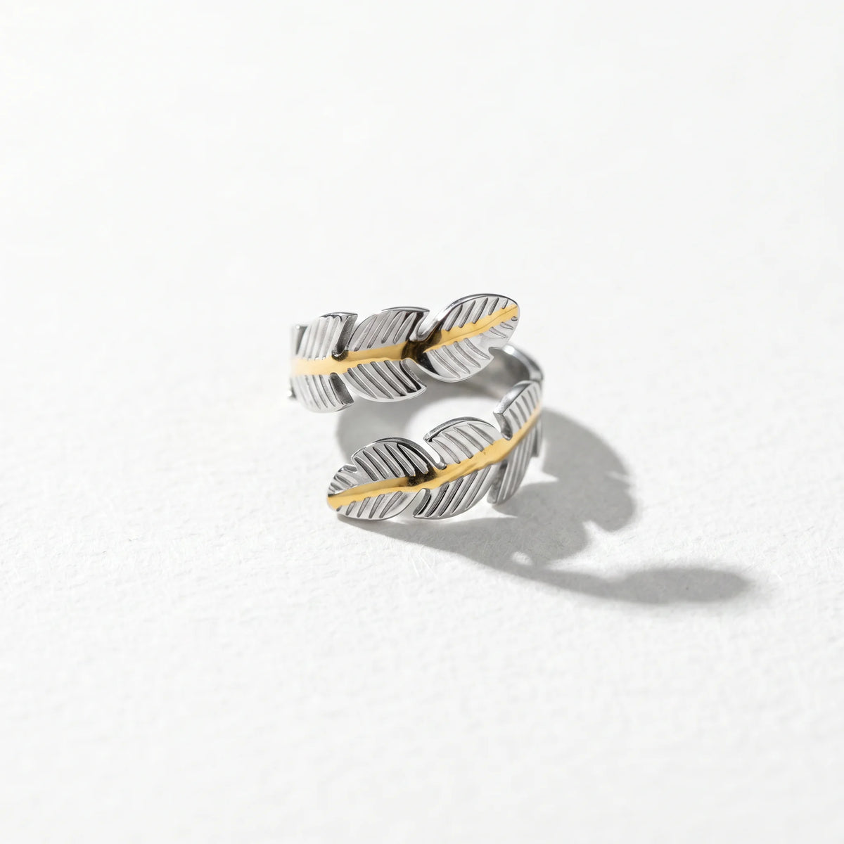 QIAOREN 12929-32 18K Gold Plated 316L Stainless Steel Two Tone Snake Star Adjustable Rings Set Tarnish Free Waterproof Jewelry