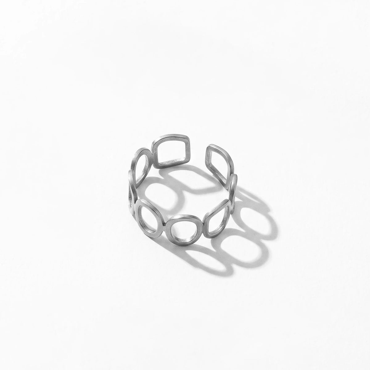 QIAOREN 10707 You & Me Engraved Gold Ring Set - 5Pcs Hypoallergenic Stainless Steel Open Rings