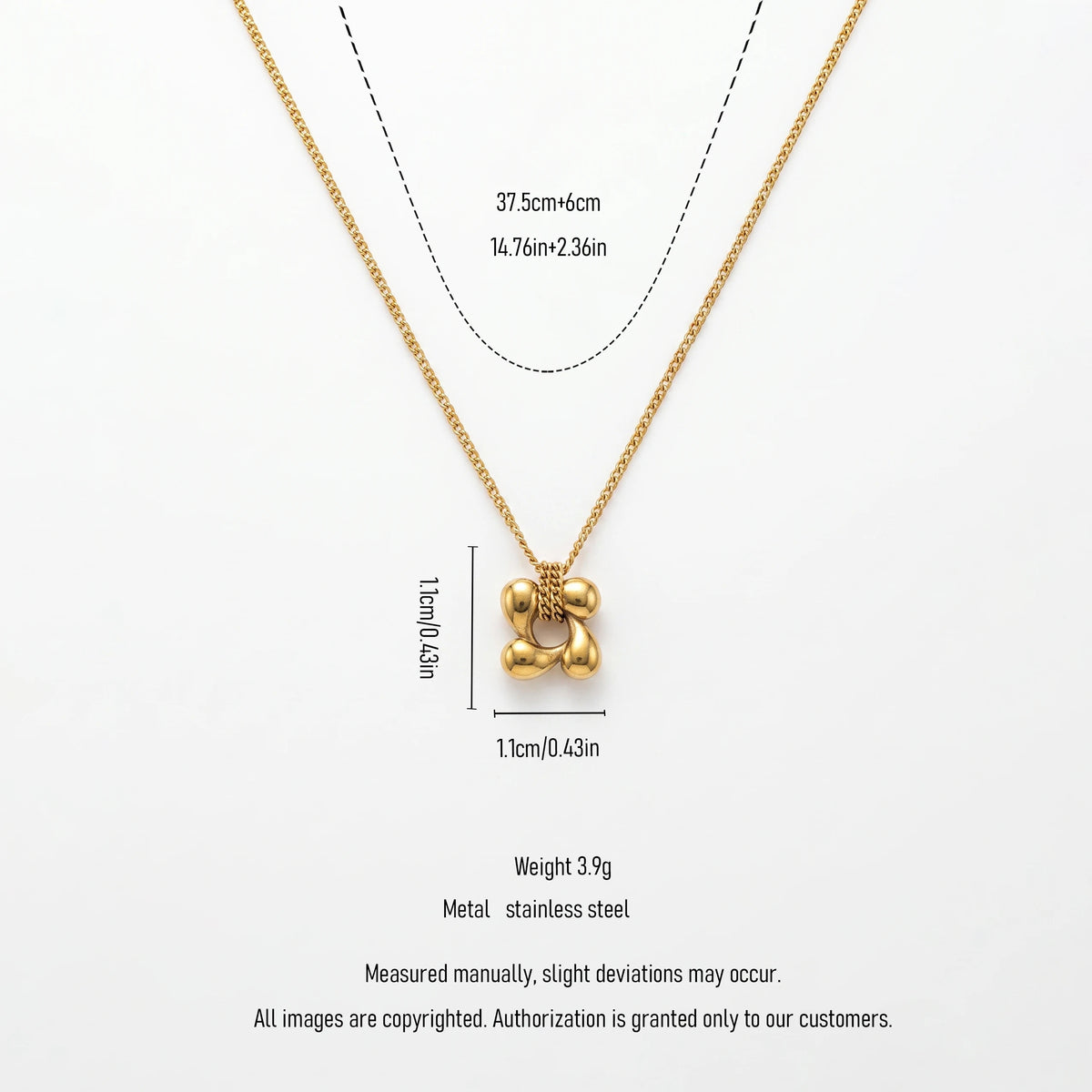 QIAOREN 13952 Stainless Steel Abstract Flower Pendant Necklace Gold Minimalist Waterproof Geometric Jewelry for Women
