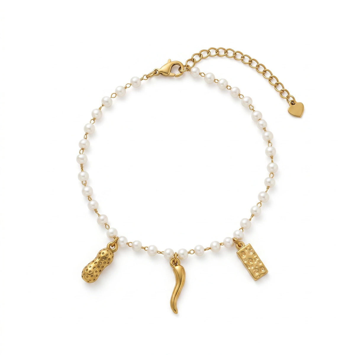 QIAOREN 10588 Starfish Seashell Pearl Trendy Party Anklet 18K Gold Plated Stainless Steel Waterproof Beach Jewelry for Women