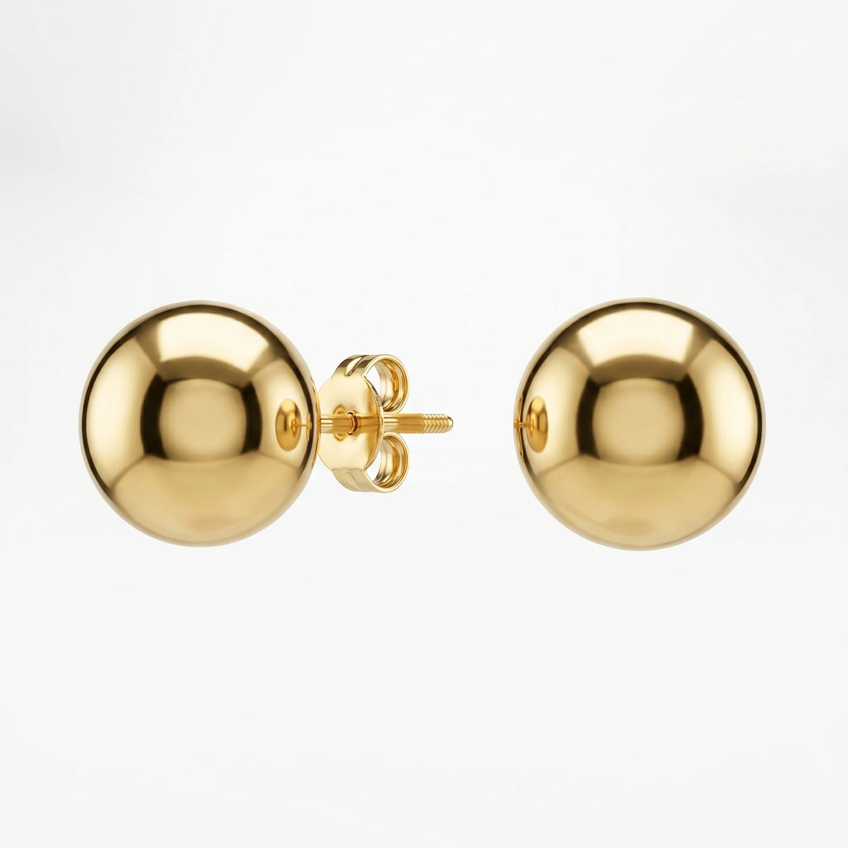 QIAOREN 10903 16mm Large Ball Stud Earrings Gold Plated Stainless Steel Polished Sphere Hypoallergenic No Fade  for Women