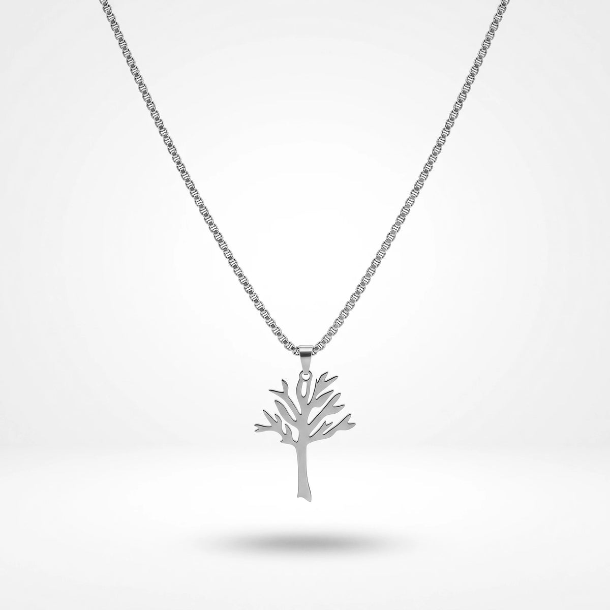 QIAOREN 11320 Trendy Women's Tarnish Resistant Waterproof 18K Gold Plated Stainless Steel Hollow Tree of Life Box Chain Necklace