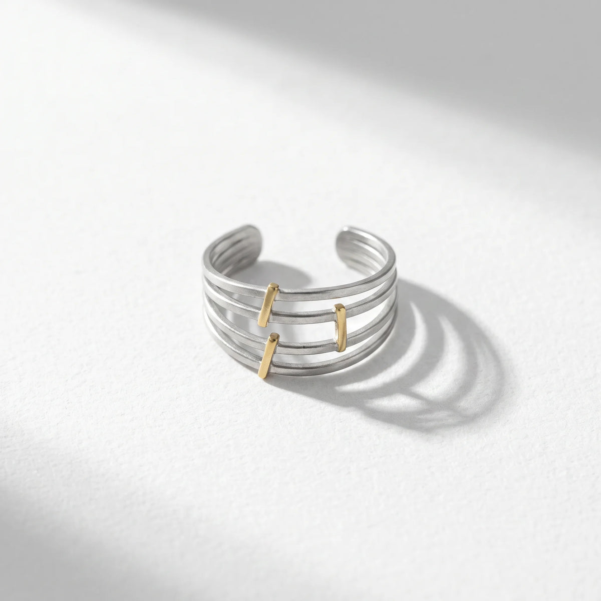 QIAOREN 12933-37 18K Gold Plated 316L Stainless Steel Two Tone Snake Star Adjustable Rings Set Tarnish Free Waterproof Jewelry