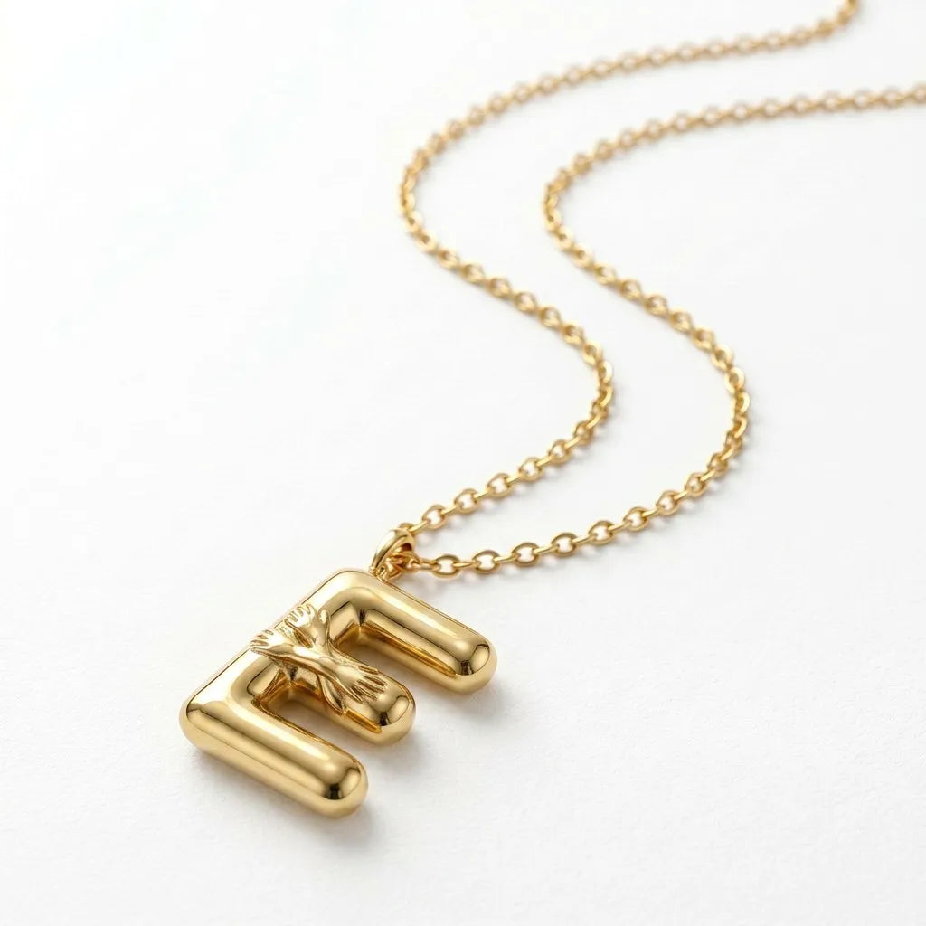 QIAOREN A-Z 26 Letter Initial Necklace Stainless Steel Gold Silver Alphabet Pendant Personalized Name Jewelry Gift for Women