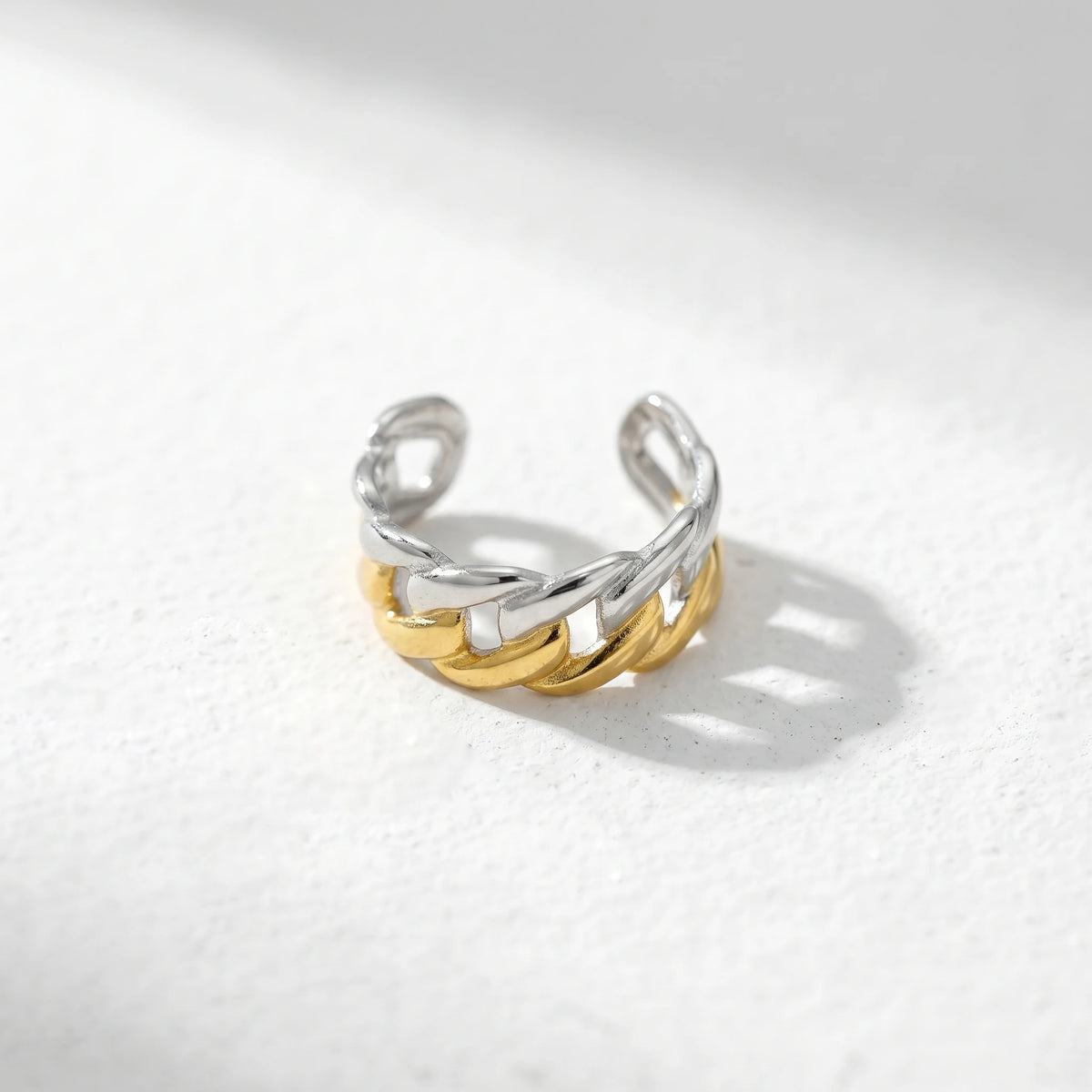 QIAOREN 12964-67 Gold Plated Stainless Steel Two Tone Snake Star Adjustable Rings Set Tarnish Free Waterproof Jewelry
