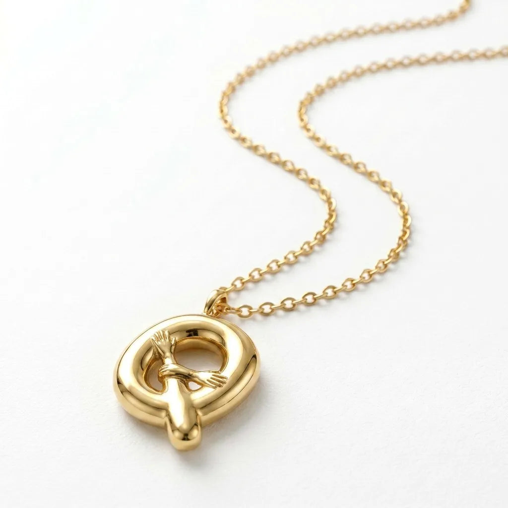 QIAOREN A-Z 26 Letter Initial Necklace Stainless Steel Gold Silver Alphabet Pendant Personalized Name Jewelry Gift for Women