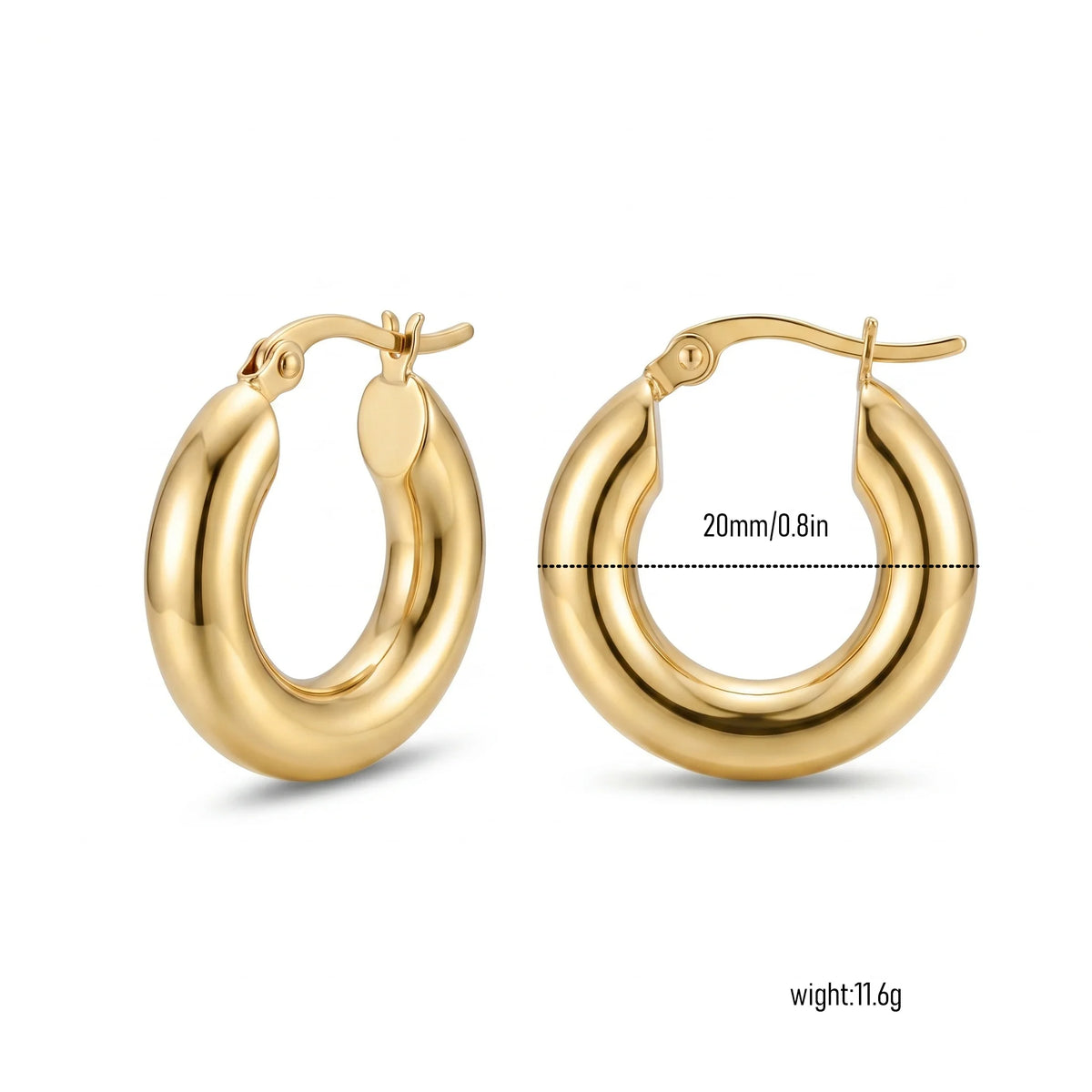 QIAOREN New  18K Gold Plated Stainless Steel Women Zircon  Hoop Earrings Set Fashion Jewelry Clip Stud Earrings