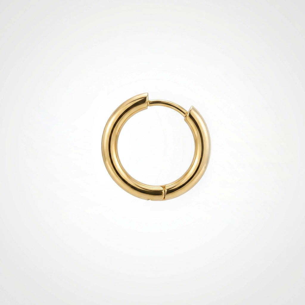 QIAOREN 12591 High Thick Tube Round Huggie Hoop Earrings 18K PVD Gold Stainless Steel Circle Ear Buckle Minimal Jewelry