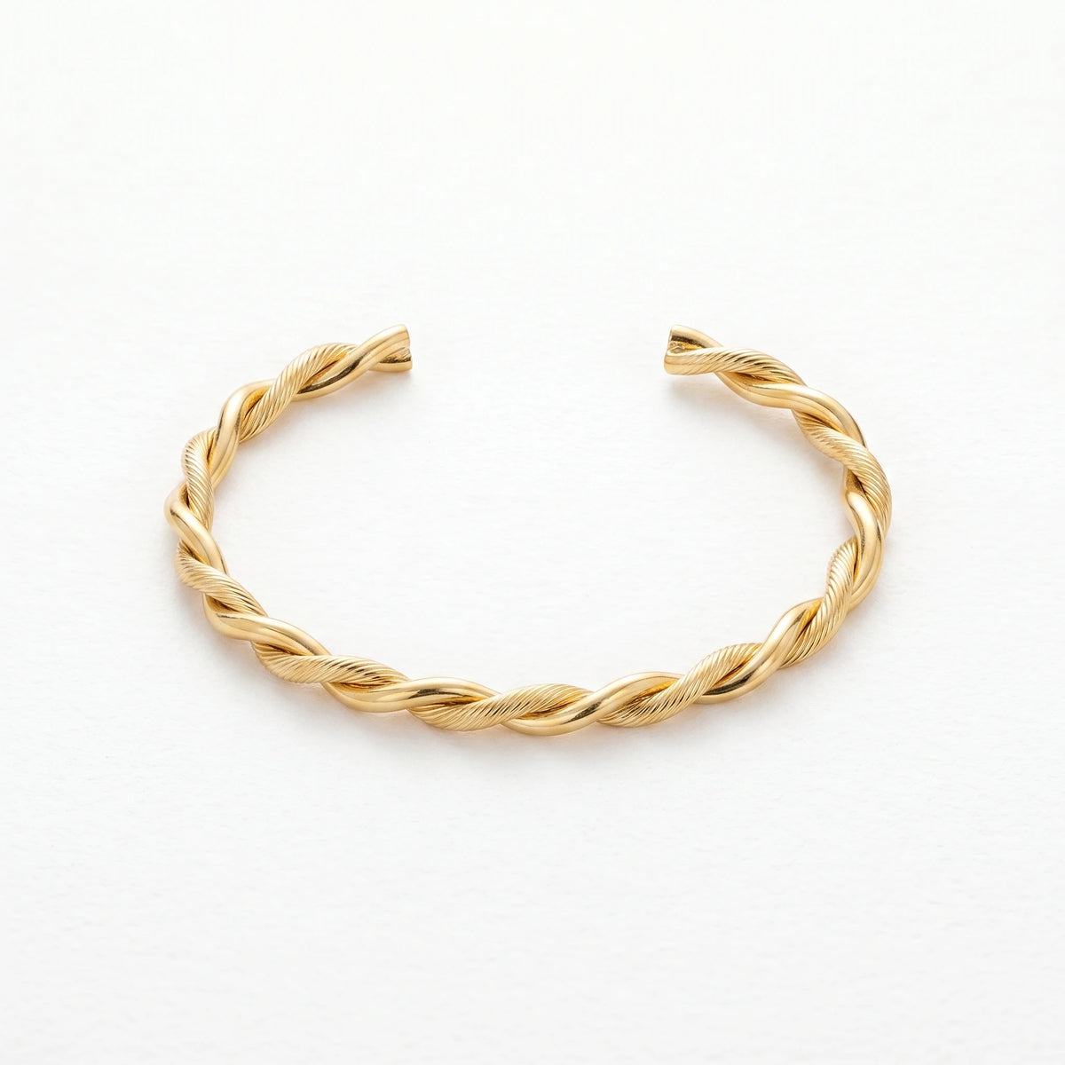 QIAOREN 12679 18K Gold Plated Stainless Steel Twisted Cuff Bracelet Adjustable Open Bangle Waterproof Tarnish Free WomenJewelry