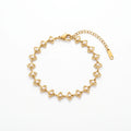QIAOREN 13842 Stainless Steel Pearl Link Bracelet Waterproof Hypoallergenic Dainty Chain Jewelry Gift for Women