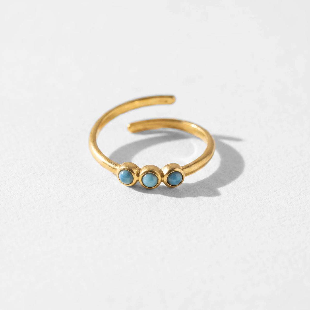 QIAOREN 5Pcs Gold Stainless Steel Turquoise Open Ring Set Irregular Hammered Crown Adjustable Boho Stackable Rings