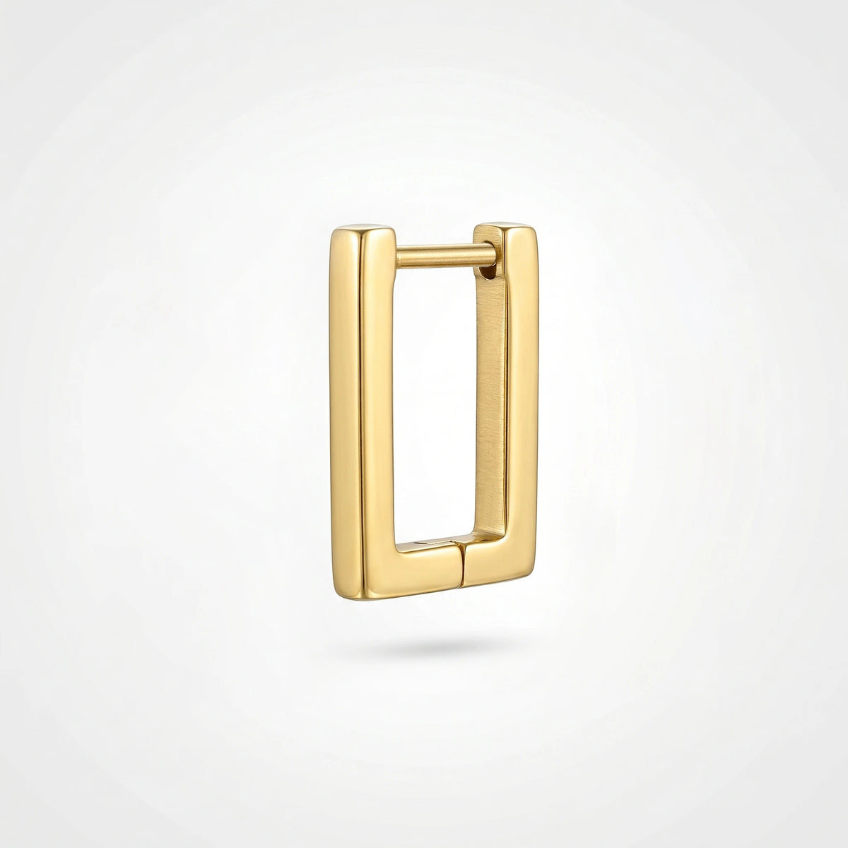 QIAOREN 12567 Smooth Polished Rectangle Huggie Hoops Glossy Gold Stainless Steel Geometric Earrings Fashion Jewelry