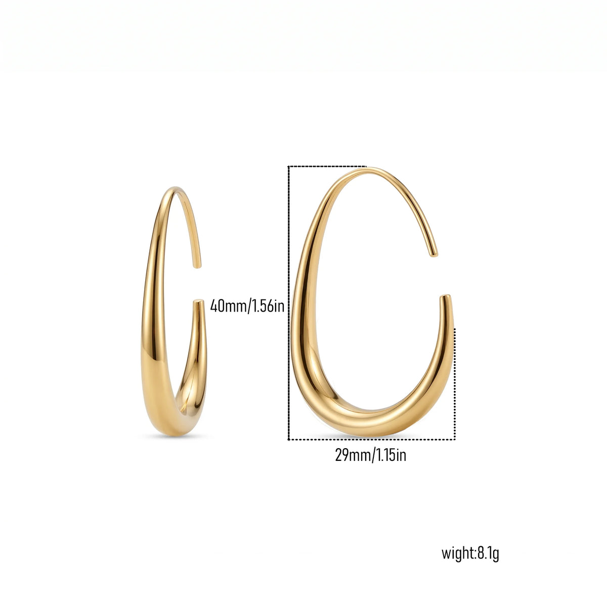 QIAOREN New  18K Gold Plated Stainless Steel Women Zircon  Hoop Earrings Set Fashion Jewelry Clip Stud Earrings