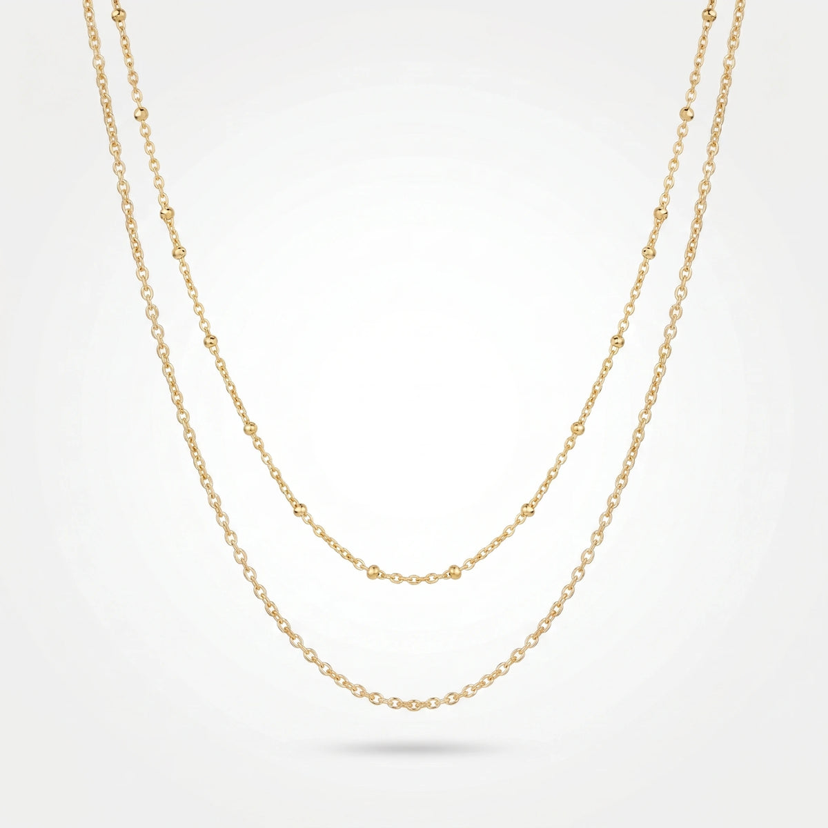 QIAOREN 11499 18K Gold Plated Double Layered Beaded Waist Chain Stainless Steel Tarnish Free Waterproof