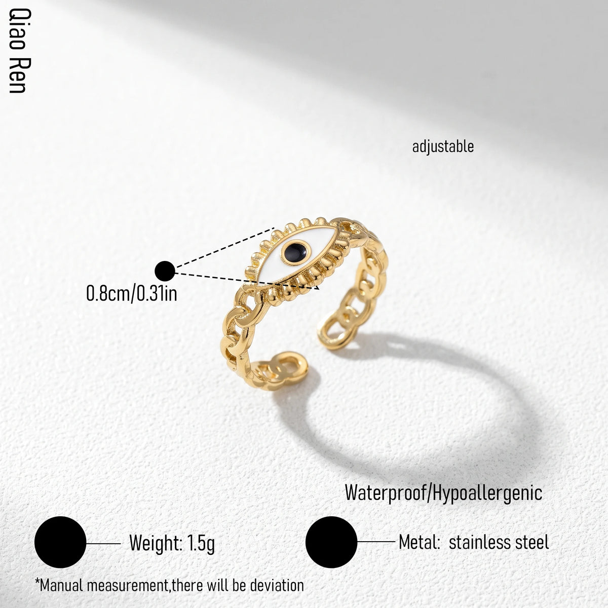 QIAOREN 14190-96 Daisy Pattern Open Ring Set, Multi Style Enamel Adjustable Stackable Ring Jewelry Gift for Daily Fashion