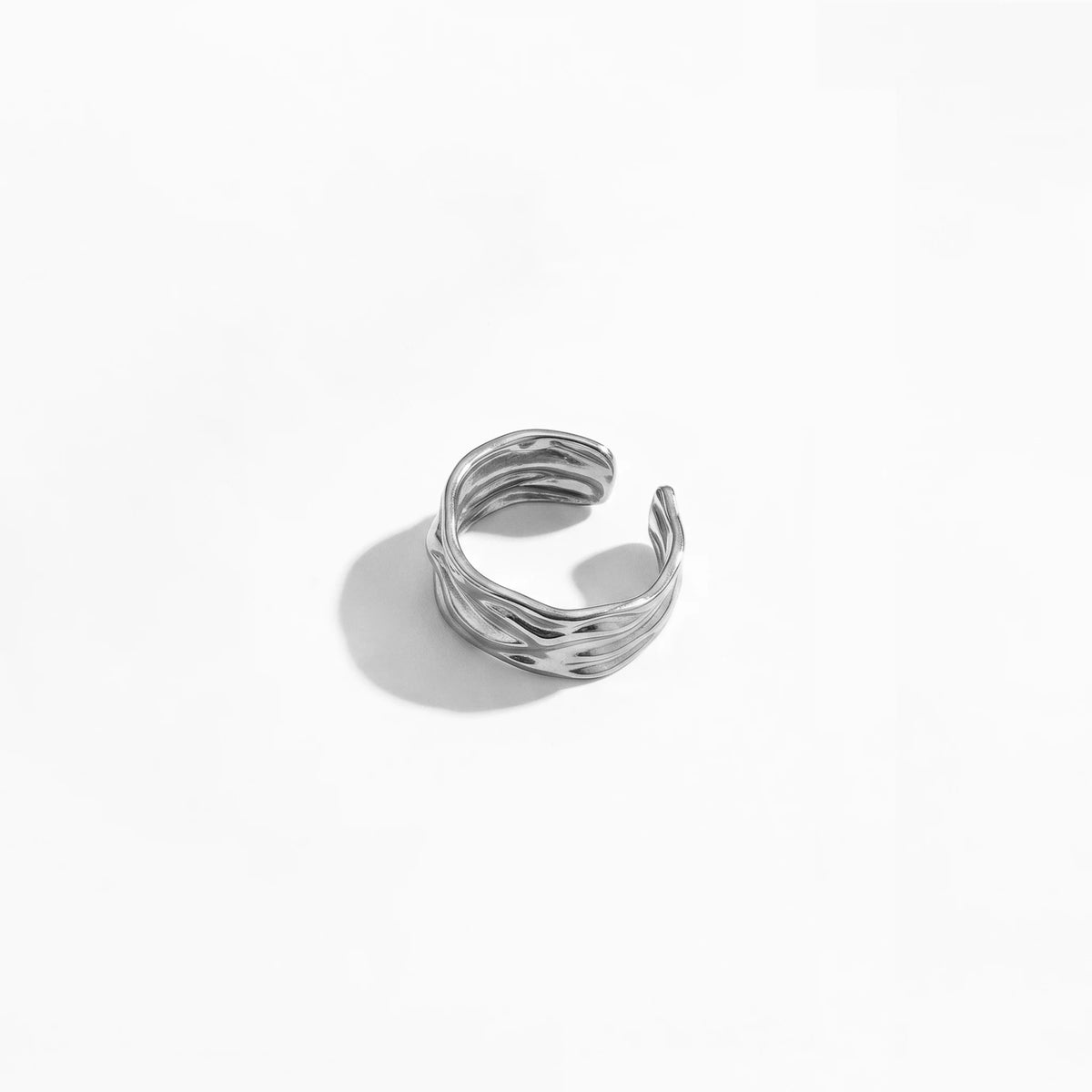 QIAOREN 10711 Stainless Steel Gold Adjustable Open Rings Multi Design Wave Fish Bone Braided Stack Finger Jewelry for Women