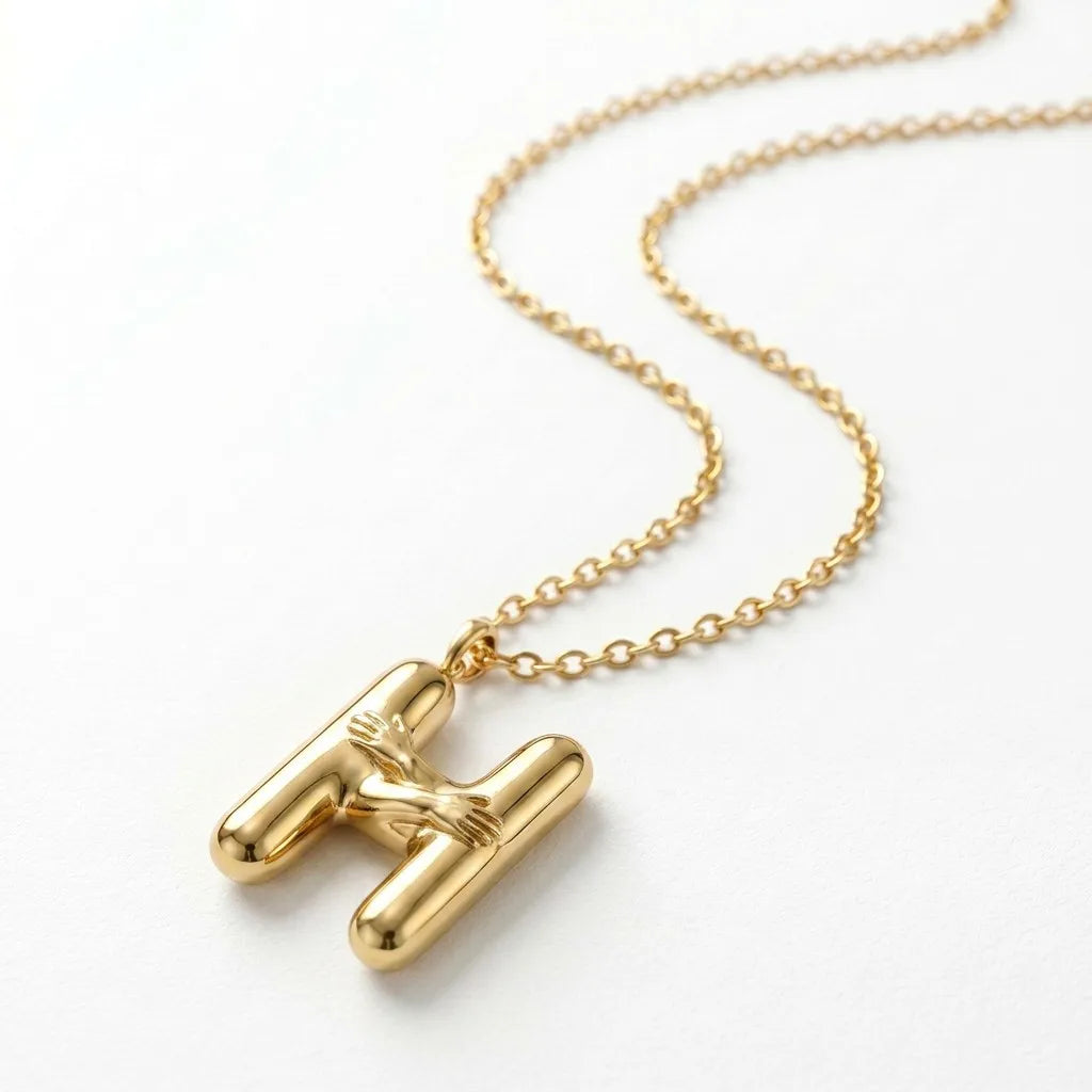 QIAOREN A-Z 26 Letter Initial Necklace Stainless Steel Gold Silver Alphabet Pendant Personalized Name Jewelry Gift for Women